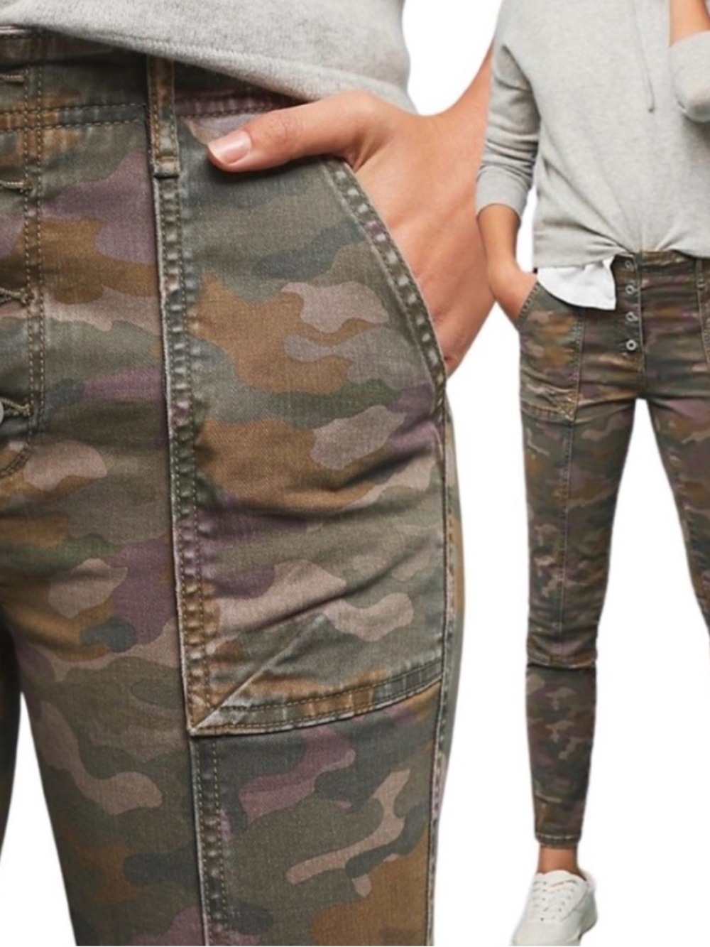 Anthropologie Camouflage Mid-Rise Skinny Pants - Green/Brown size 26